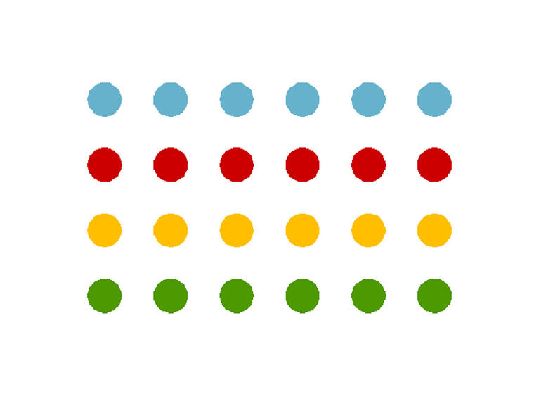 Asfaltmaling Twister uten Spillbrett 24 sirkler 20 cm i 4 forskjellige farger 