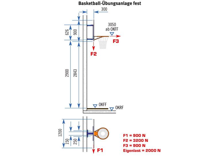 Veggstativ ST Rigid til basketball Utheng 30 cm 