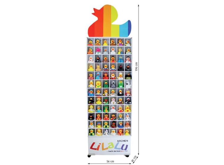 Salgsdisplay for 72 badeender Sjokkselger for 72 ender 