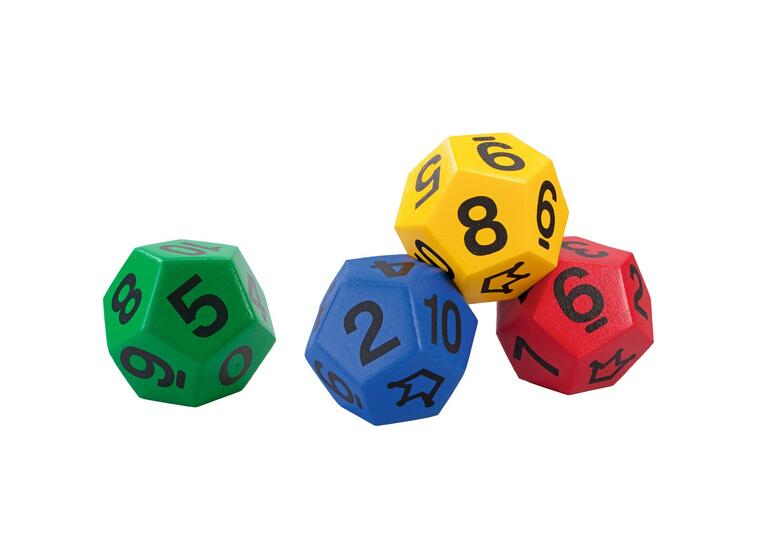 Terning 12-sidet med tall og joker Grønn |1 stk | 20 cm skumterning 