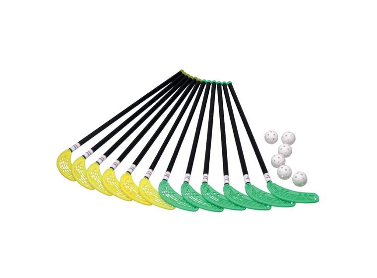 Innebandysett Fiber 95 cm 12 innebandykøller | 6 baller 