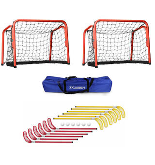 Innebandysett Kids 80 cm med m&#229;l 12 k&#248;ller | 6 baller | 2 m&#229;l | 1 bag
