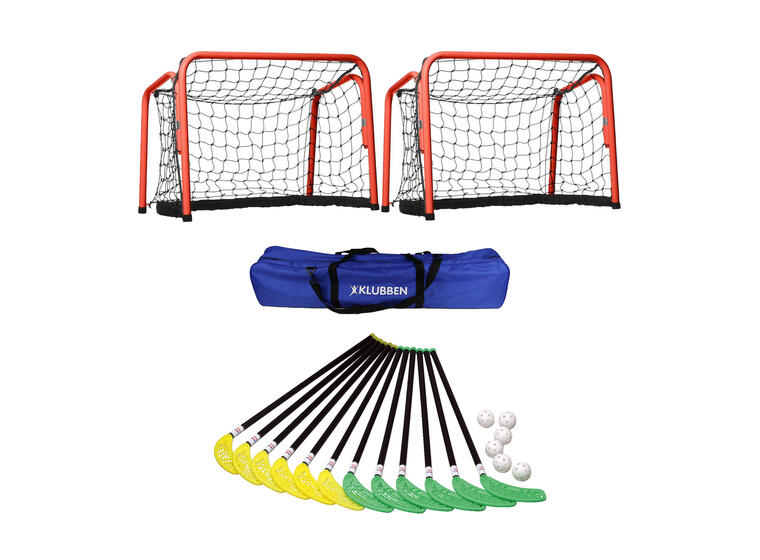 Innebandysett Fiber 95 cm med mål 12 køller | 6 baller | 2 mål | 1 bag 