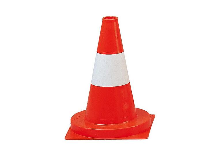 Markeringskjegle 35 cm | Rød/Hvit 1 stk kjegle med hvit stripe 