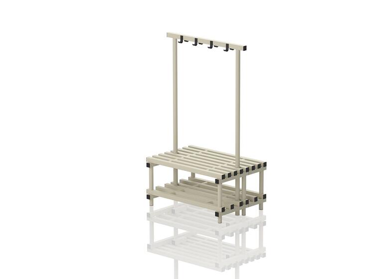 Sittebenk dobbel med knaggrekk | Beige 170 x 100 x 71 cm 