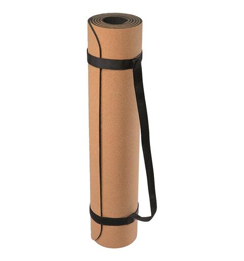 Yogamatte Kork med b&#230;restropp 183 x 61 x 0,6 cm