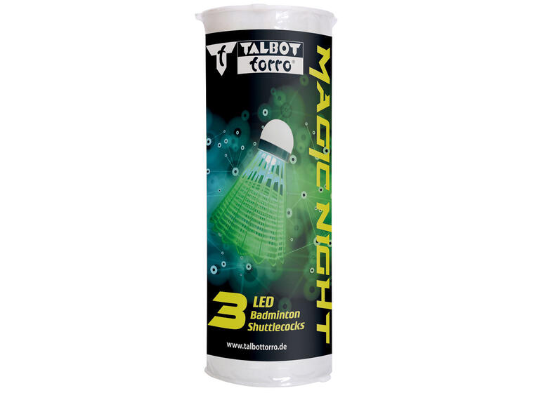 Badmintonballer Magic Night (3) Med LED batteri til spill i mørket 