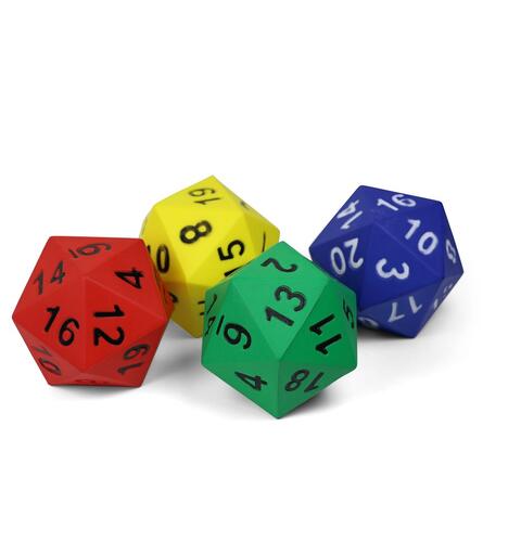 Terning 20-sidet med tall 1 stk | 15 cm skumterning m/trekk