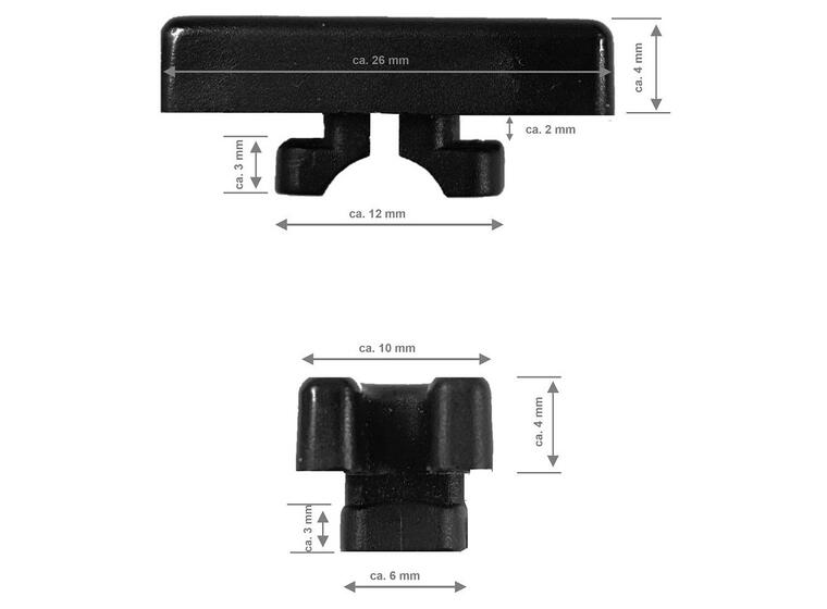 Nettkrok plast | 10 stk 26x10x4 mm | Svart 