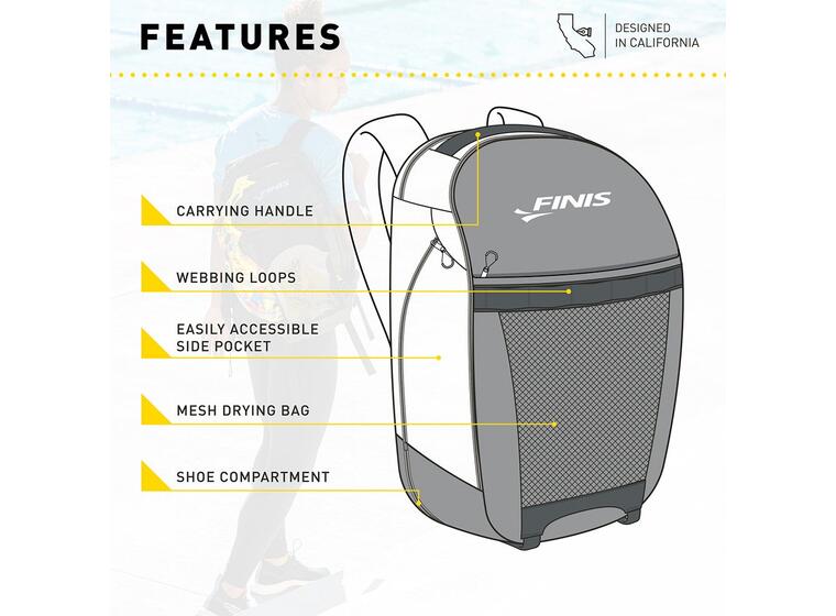 Finis Rival Swim Backpack Ryggsekk 32 L Svart | Svømmesekk | Svømmebag 