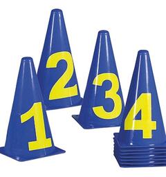 Markeringskjegler med tall 11 stk 11 kjegler med tallene 0 - 10