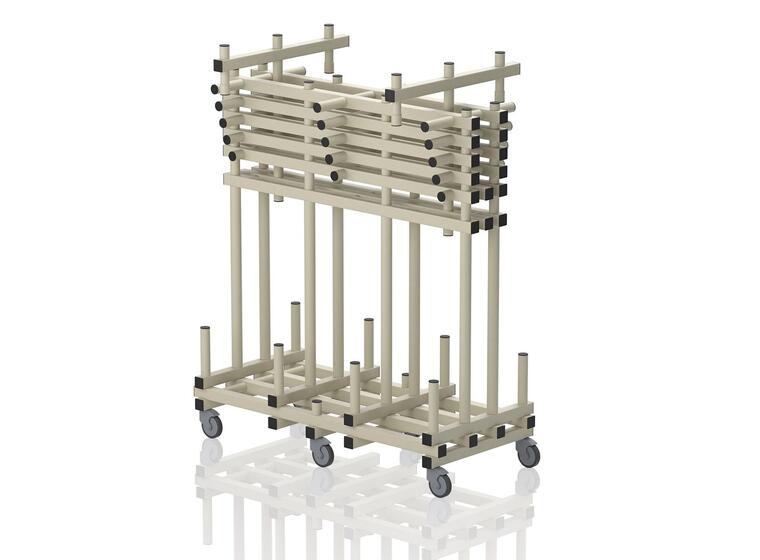 Oppbevaring til 10 innslagstavler |Beige Tralle for touchpads 