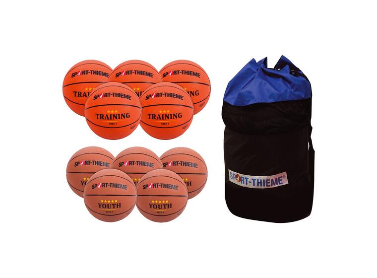 Basketballpakke Ungdom str 6 10 basketballer | 1 ballbag 