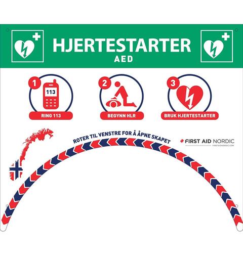 Tilbeh&#248;r | Informasjonsplate Rotaid solid skap | Hjertestarter