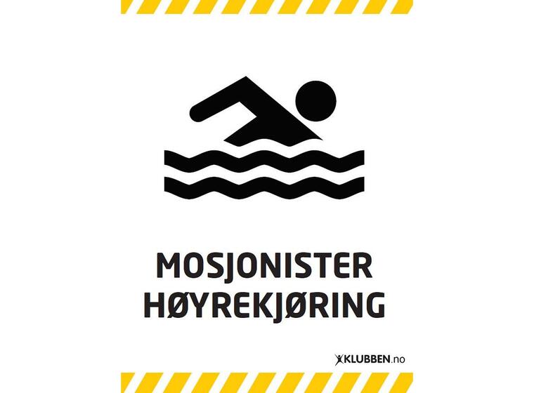 Skilt A3 - Mosjonister - Høyrekjøring Hvitt skilt med svart tekst 
