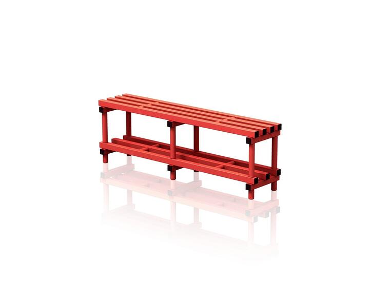 Sittebenk med skohylle 150 cm | Rød 49 x 150 x 35 cm 