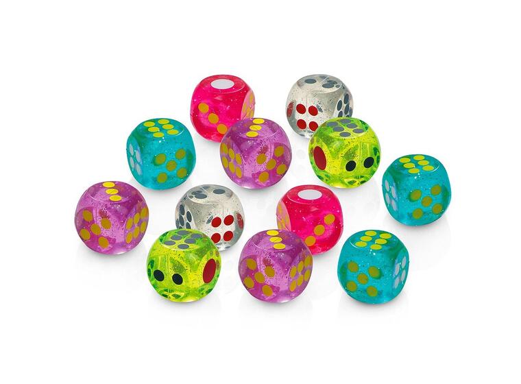 Terninger med sprett 12 stk | 4 cm sprettball terninger 