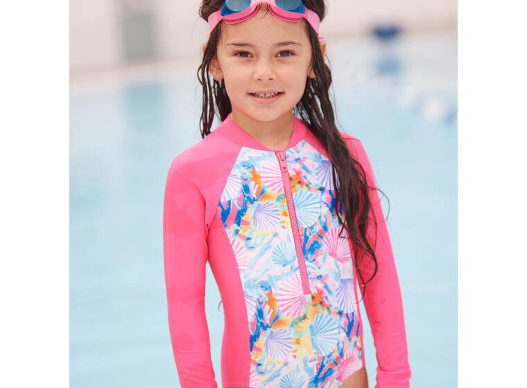 Crazy Clams Paddle Suit Badedrakt 92cm Zoggs | Rosa/Flerfarget | Ecolast 