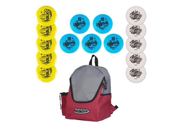 Discgolf klassesett | totalt 15 discer Putter | Midrange | Driver | Ryggsekk 