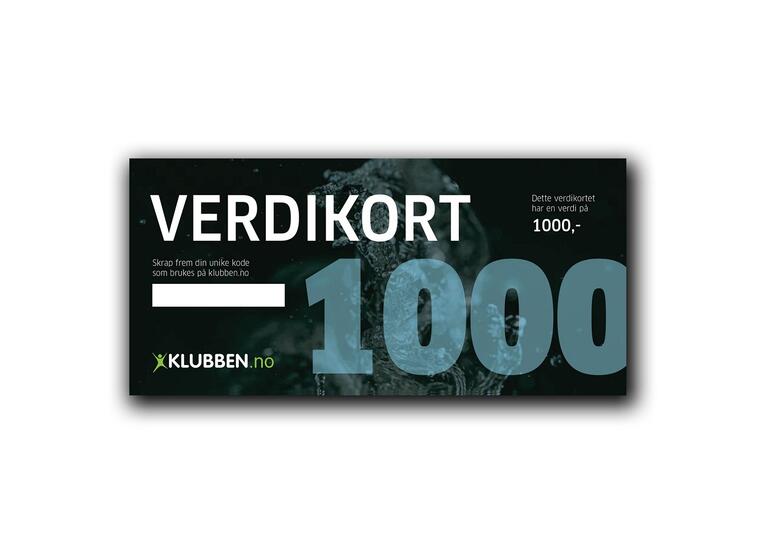Gavekort kr 1000,- Verdikort med skrapefelt 