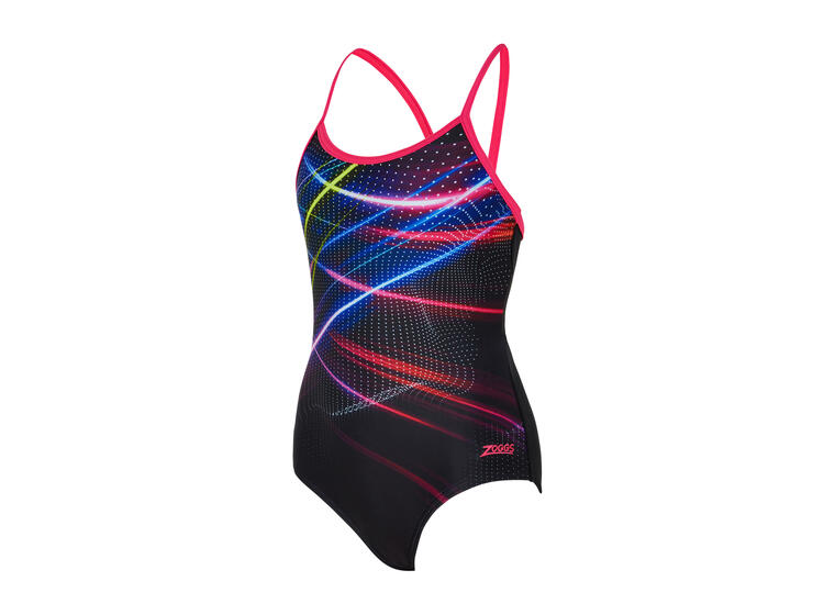 Laserbeam Sprintback Badedrakt jr 128cm Zoggs | Svart/Flerfarget | Ecolast 