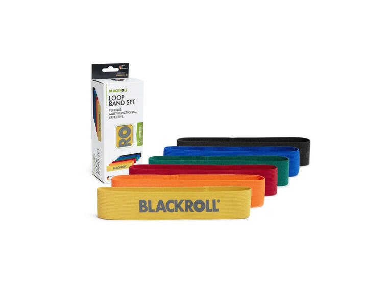 Miniband Blackroll i tekstil | Lateksfri 6 strikker med ulik belastning 