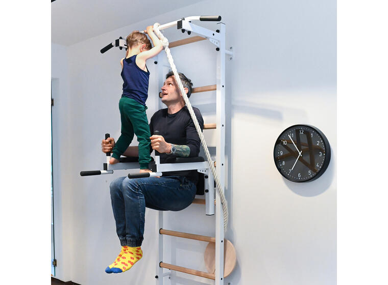 Ribbevegg BenchK 413 Hvit Pull-up | dip bar | husketallerken 