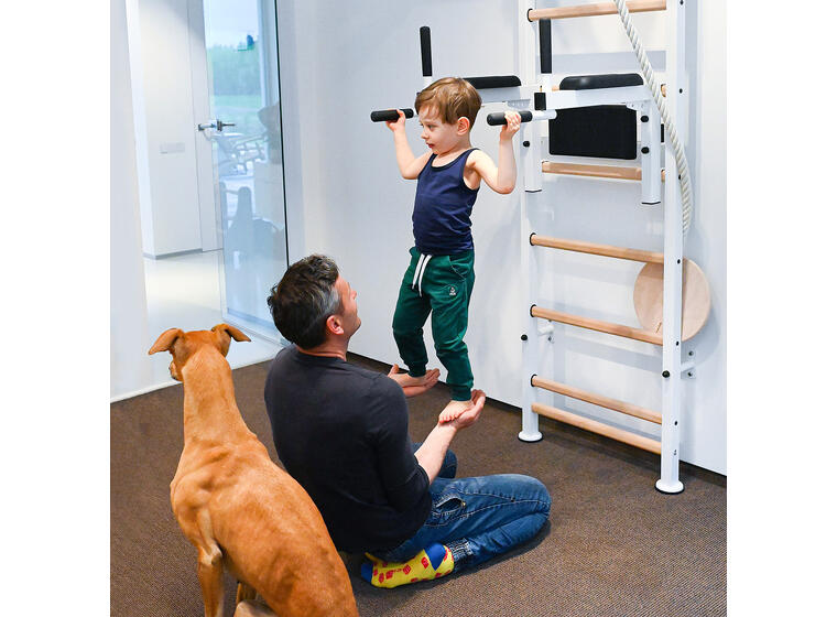 Ribbevegg BenchK 413 Hvit Pull-up | dip bar | husketallerken 