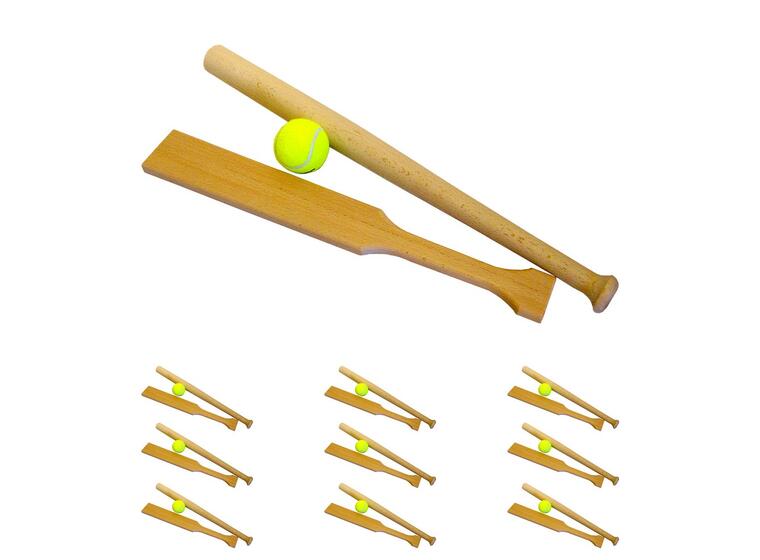 Slåball Skolesett - 10 sett 10 flate, 10 runde balltre og 10 baller 