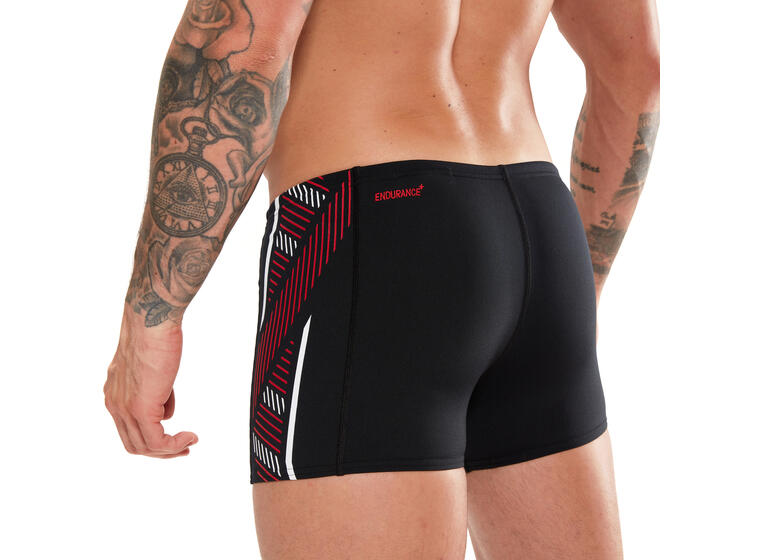 Tech Panel Aquashort Badebukse-30 Speedo | Svart/Rød | ECO EnduraFlex