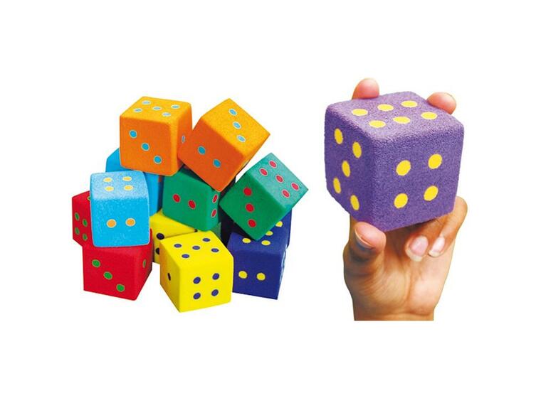 Terninger i skum (12) 12 stk | 5,1 cm skumterninger 