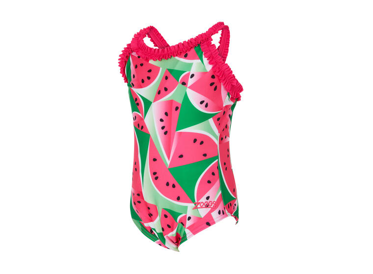 Watermelon Ruffle Crossback Badedrakt 98 Zoggs | Rosa/Grønn | Ecolast 