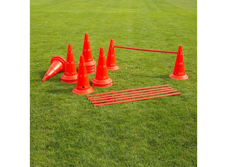 Hindersett til trening Rød 12 kjegler | 6 stenger | 50 cm 
