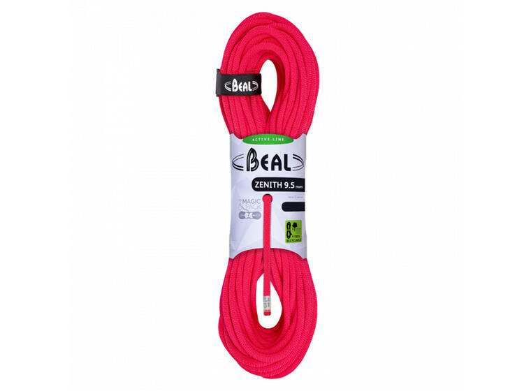 Klatretau Beal ZENITH 9,5mmx60m Dynamisk enkelttau | Rosa 