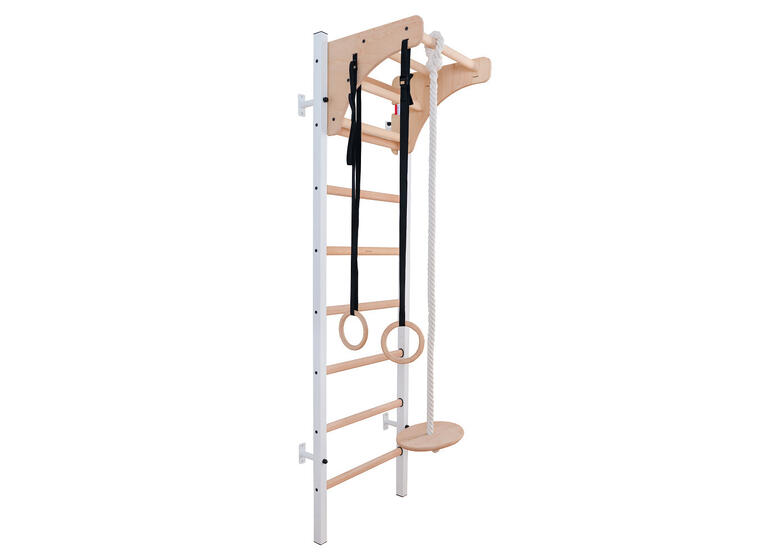 Ribbevegg BenchK 212W Hvit Pull-up | turnringer | husketallerken 