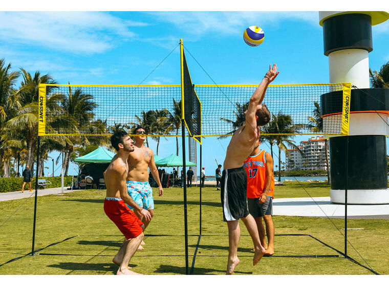 Sandvolleyball-sett Crossnet Four Square Kryssnett | Stolper | Banemarkering 