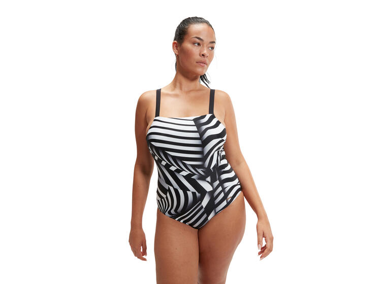 Square Neck Shaping Badedrakt 36 Speedo | Svart/Hvit | ECO BodyFit Rec 
