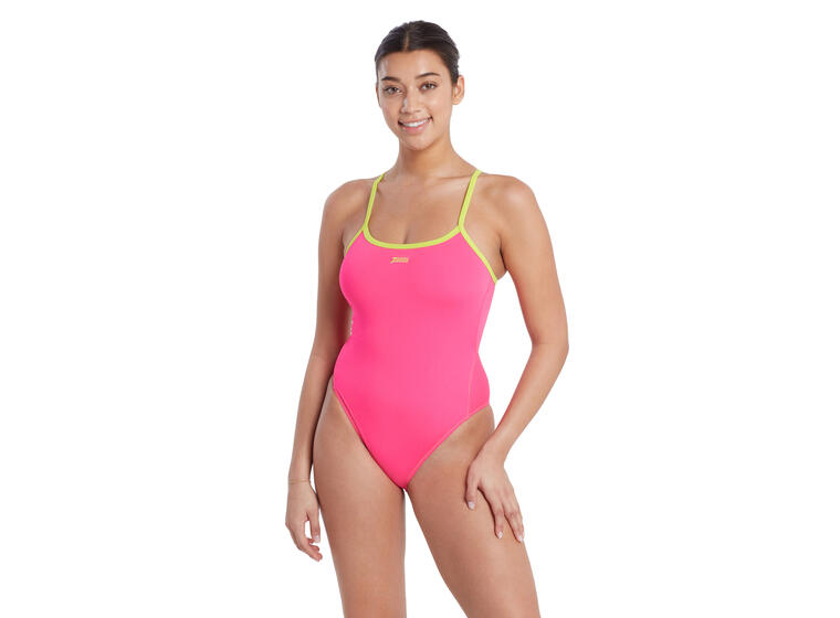 Blaze Skyback Badedrakt EU42 Zoggs | Rosa/Lime | Ecolast+ 