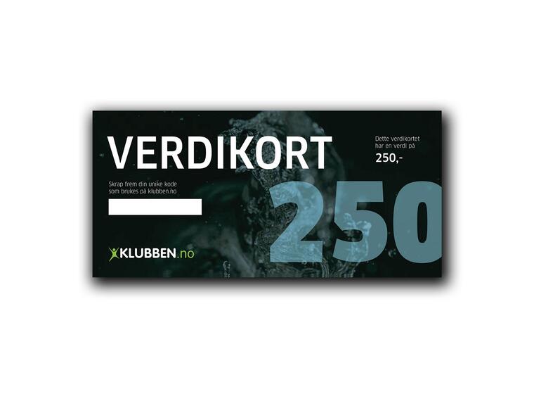 Gavekort kr 250,- Verdikort med skrapefelt 