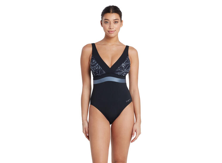 Stellar Square Back Badedrakt EU34 Zoggs | Svart/Flerfarget | Ecolast+ 