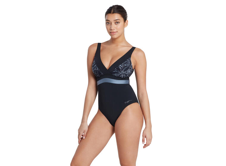 Stellar Square Back Badedrakt EU34 Zoggs | Svart/Flerfarget | Ecolast+ 
