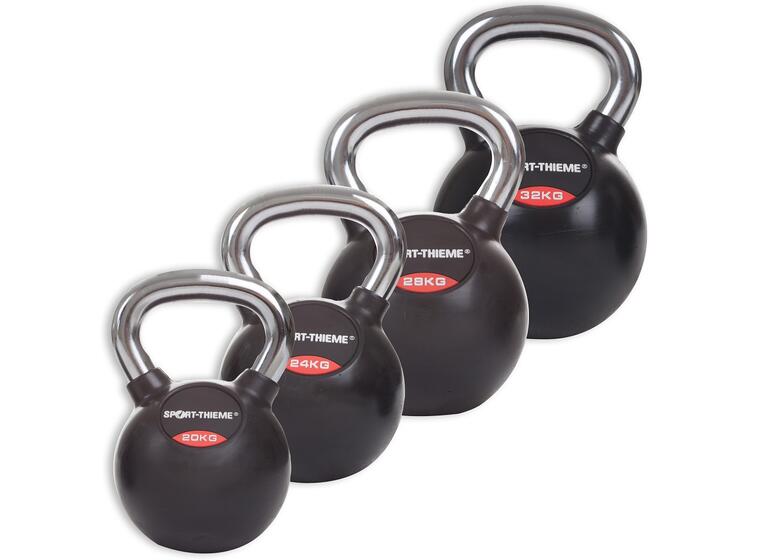 Kettlebells Gummiert Glatt kromhåndtak 4 stk | 20 til 32 kg 