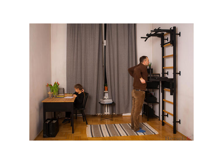Ribbevegg BenchK 712B Svart Avtakbar pull-up| Høydejusterbar dip bar 