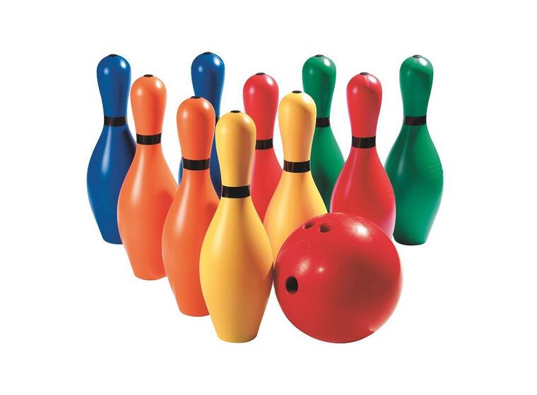 Bowlingsett i plast 38 cm bowlingkjegler og bowlingkule 