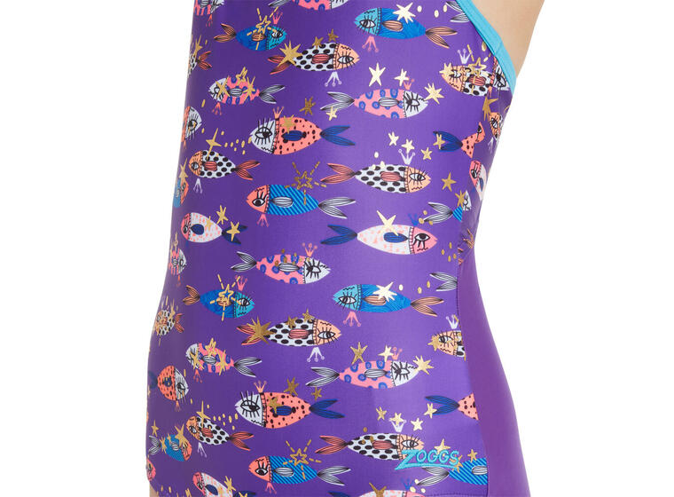 Fishes Sprintback Badedrakt jr 116cm Zoggs | Lilla/Flerfarget | Ecolast 