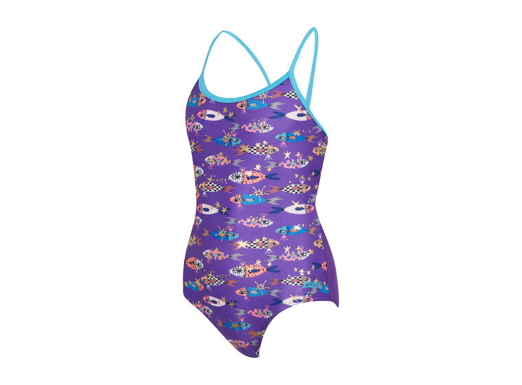 Fishes Sprintback Badedrakt jr 116cm Zoggs | Lilla/Flerfarget | Ecolast 