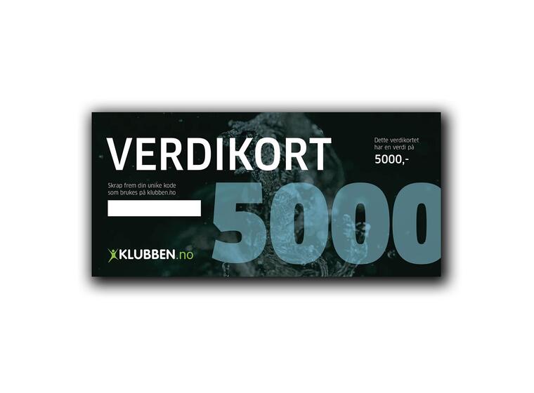 Gavekort kr 5000,- Verdikort med skrapefelt 