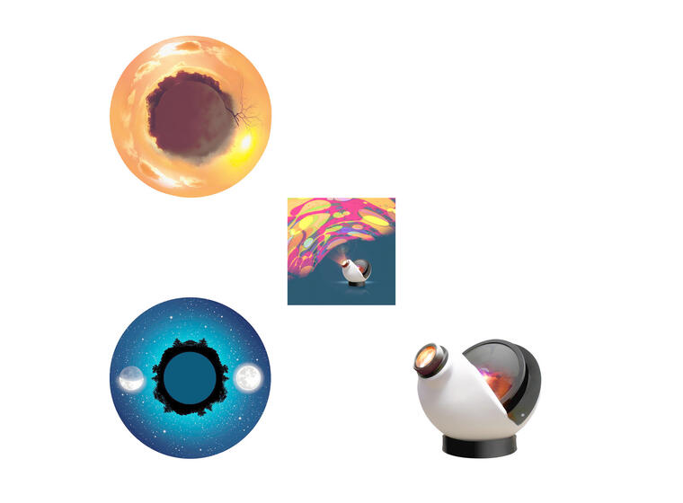 Projektorpakke Aura med 3 effekthjul Cosmic Flare| Soloppgang | Stjernehimmel 