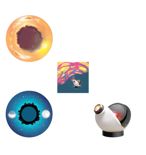 Projektorpakke Aura med 3 effekthjul Cosmic Flare| Soloppgang | Stjernehimmel