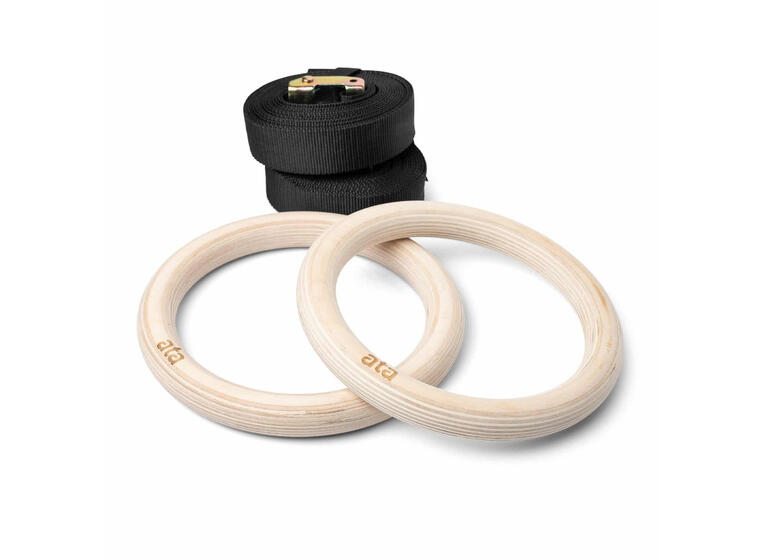 Turnringer ata Wooden Gym Rings 28 cm Med stropper | CrossFit 